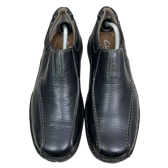 Clarks Mens Pickett Loafers Black Leather Slip On Bicycle Toe Size 11.5M - Picture 5 of 8